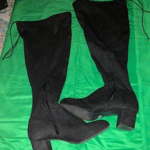 Torrid STRETCH OVER THE KNEE HEELED BOOT - FAUX SUEDE BLACK (W)- Size 13US